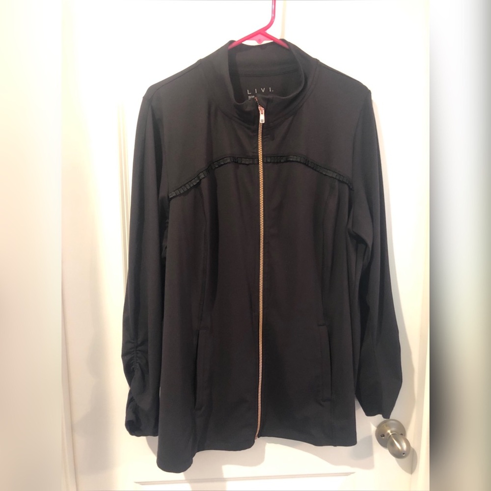 Zip active jacket. Black with gold zipper.